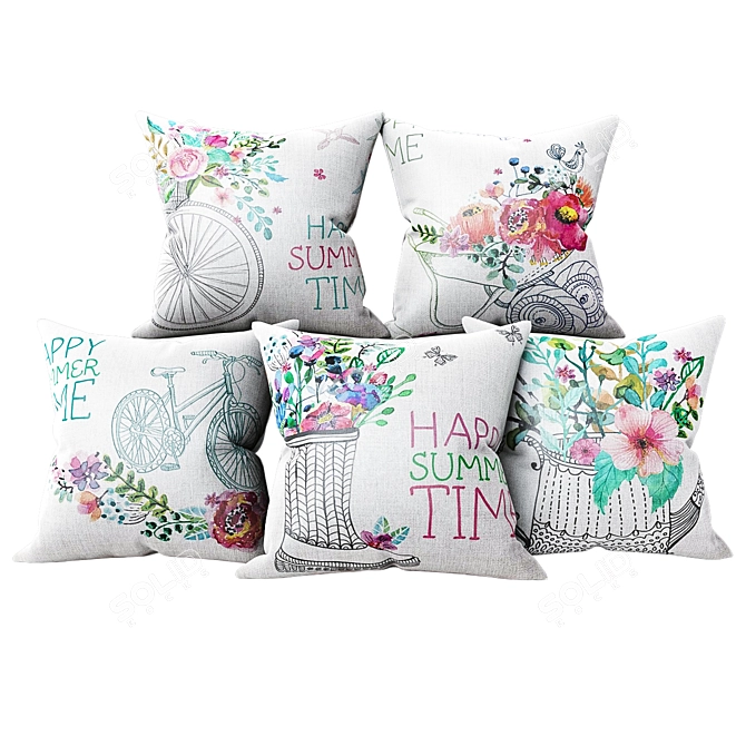 Provence-inspired Decorative Pillow Set 3D model image 1