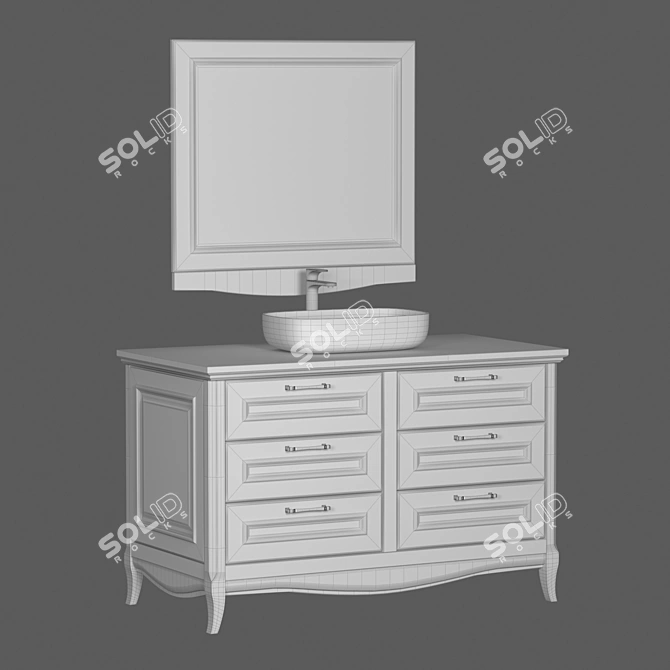 Vintage Madlen Vanity Unit with Overhead Sink / Ruta, Estella Finish 3D model image 3