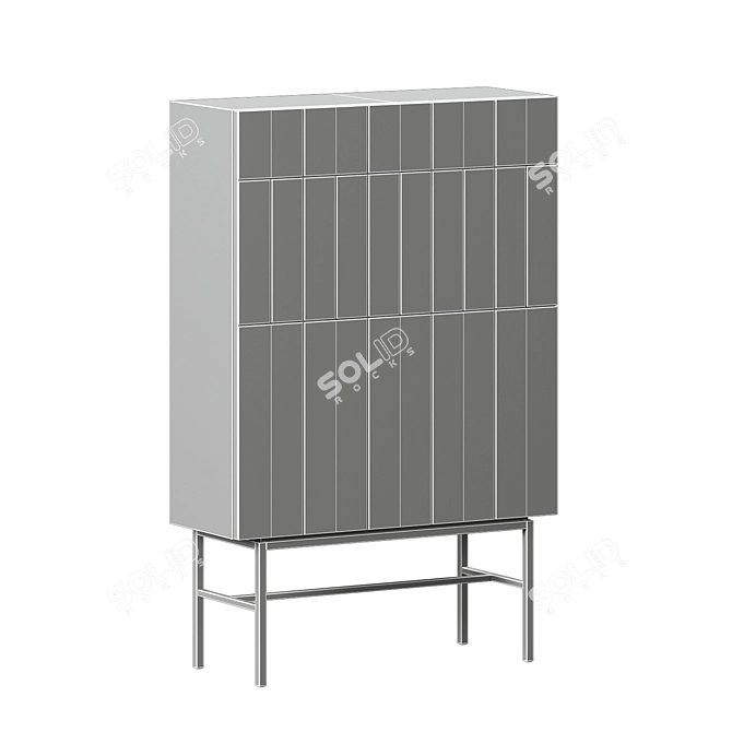 Elegant Brass Wine Cabinet 3D model image 3