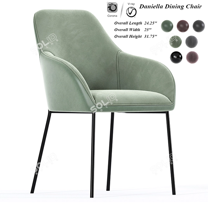 Elegant Daniella Dining Chair 3D model image 1