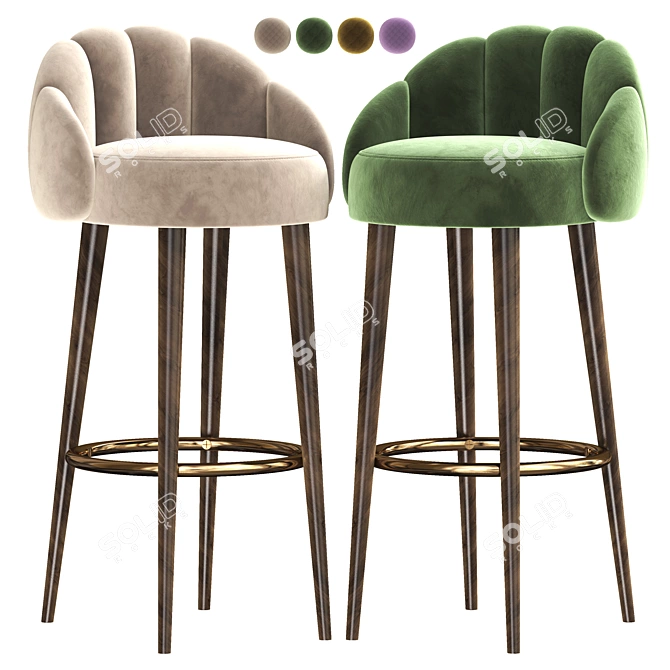 Elegant Olympia Bar Stool 3D model image 1