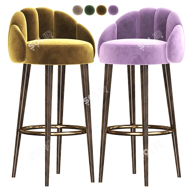 Elegant Olympia Bar Stool 3D model image 2