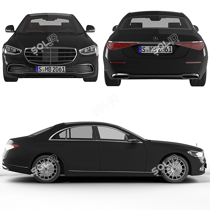 Title: Mercedes S Class W223: Uncompromising Comfort and Safety 3D model image 2