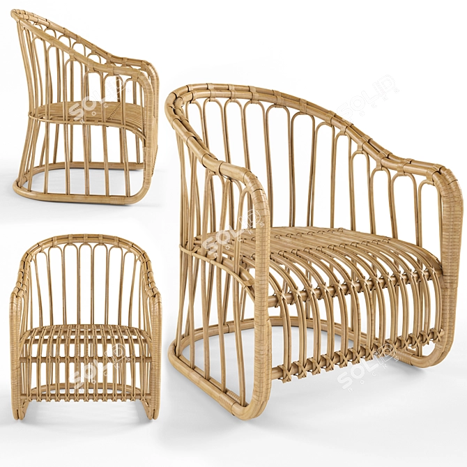 Summerhouse Rattan Dining Chair 3D model image 1