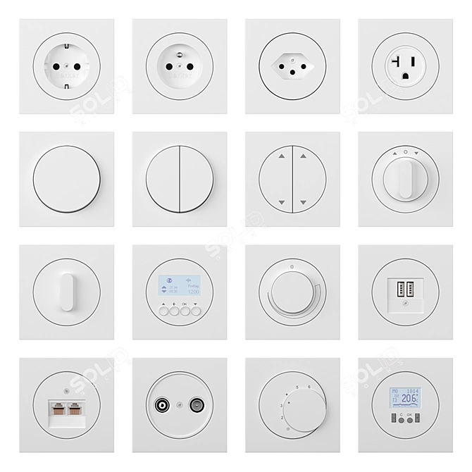 Berker R3 Series - Complete Socket, Switch, and Electronics Kit 3D model image 2