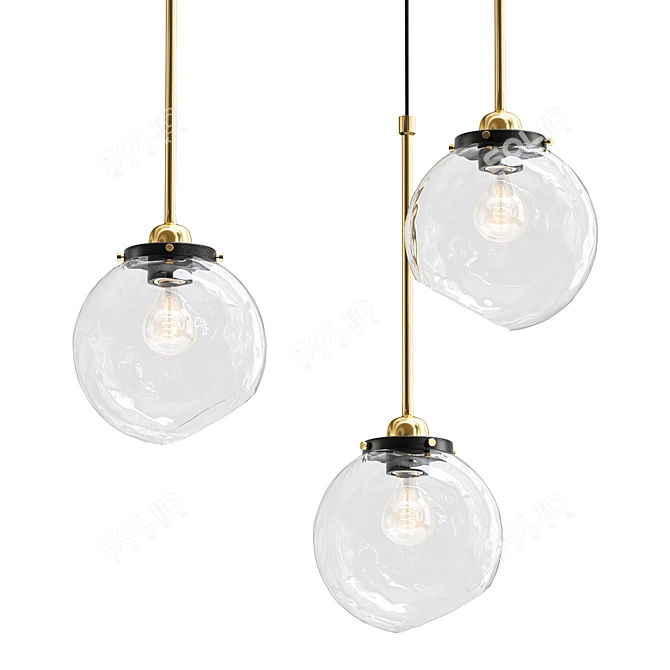 Elegant Glass Pendant Light 3D model image 1