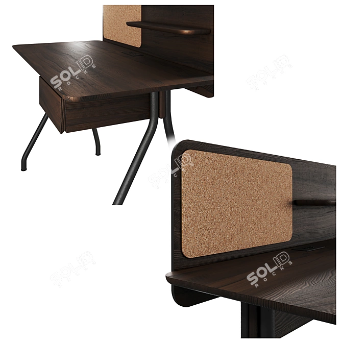 Sleek Desktop Desk with Divider 3D model image 2