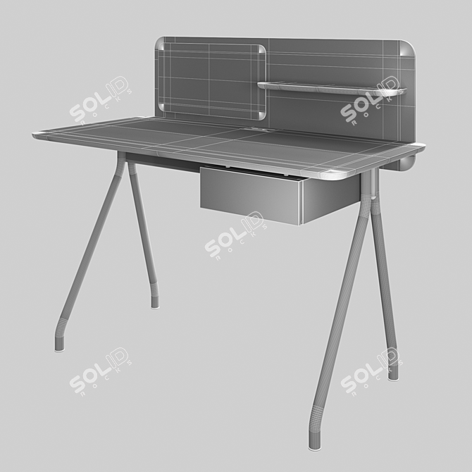 Sleek Desktop Desk with Divider 3D model image 6