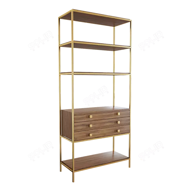 Brass Rack: Stylish & Spacious Storage 3D model image 1