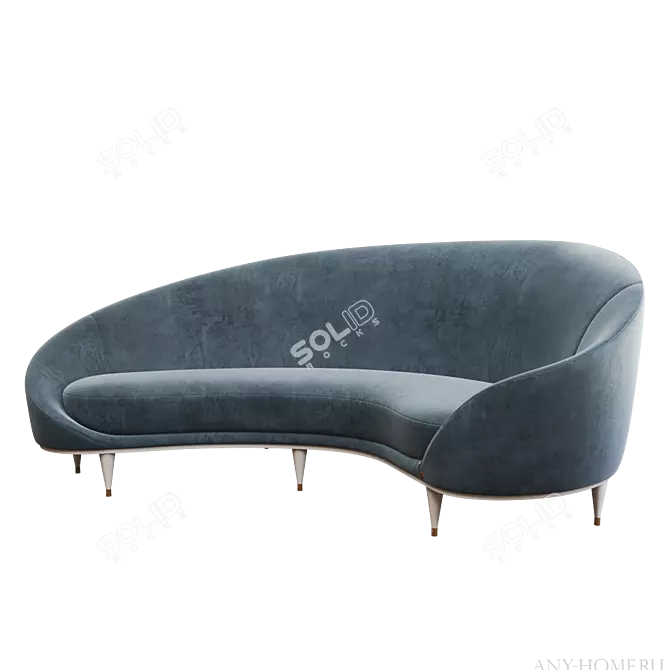 Sophisticated OM Sofa: Brass Inserts and Curved Design 3D model image 1