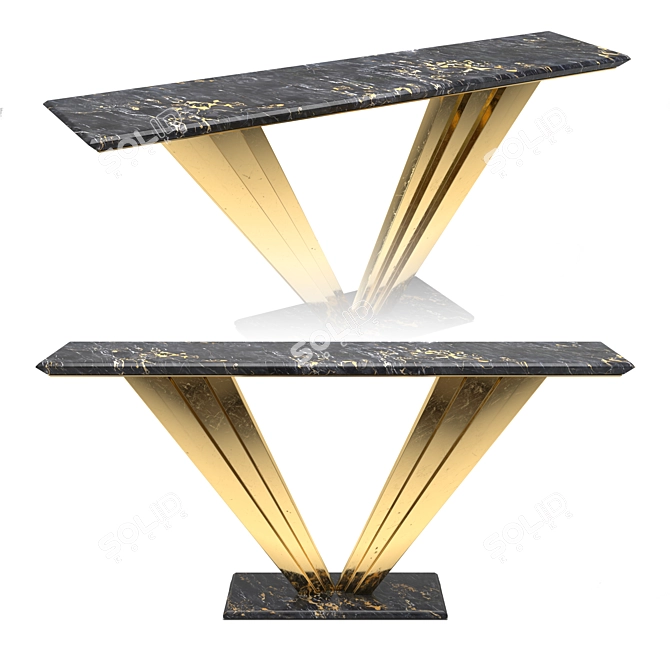 Victoria Console: Galvanized Metal Legs with Marble Top 3D model image 1