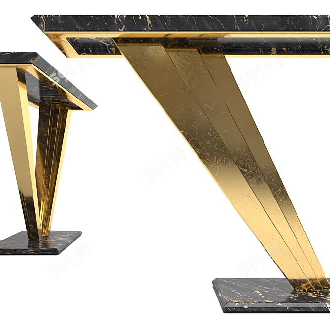 Victoria Console: Galvanized Metal Legs with Marble Top 3D model image 2