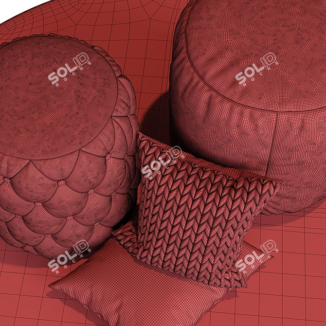 Cozy Puf Color Set: Rug & Pillows 3D model image 5