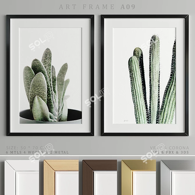 Modern Art Frame A09: Versatile Materials, Multiple Sizes 3D model image 1