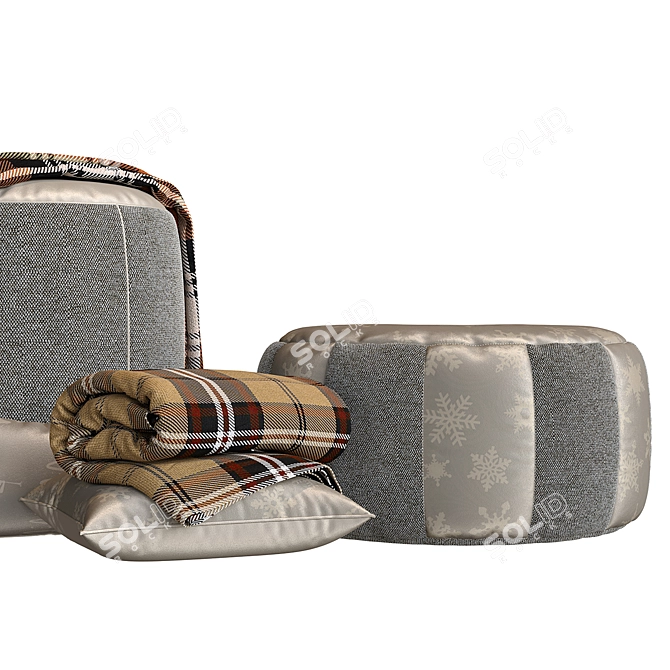 Cozy Puf Color Set: Rug & Pillows 3D model image 3