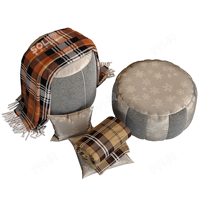 Cozy Puf Color Set: Rug & Pillows 3D model image 4