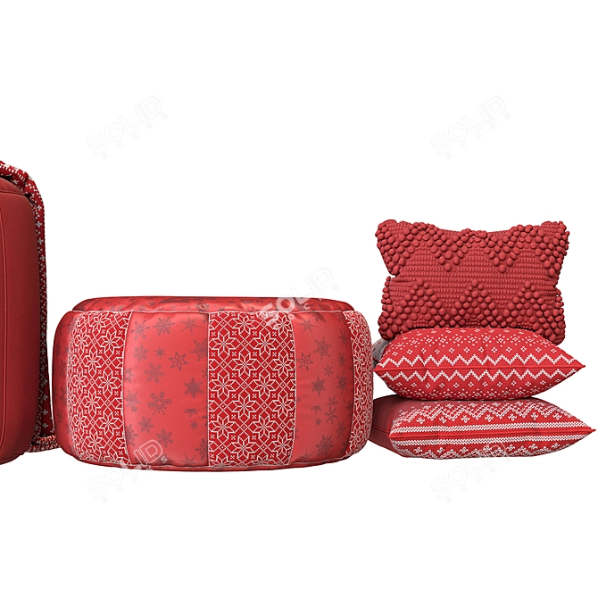 Luxurious Puf Color Set: Rug & Pillows 3D model image 4