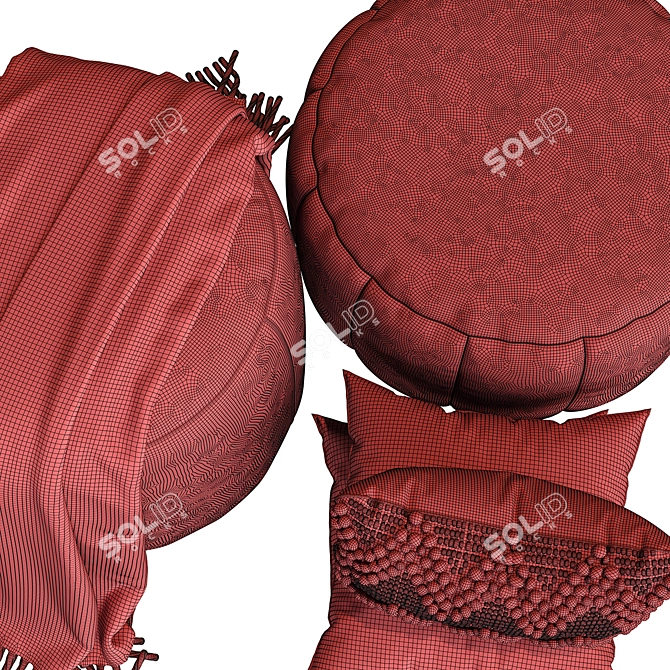 Luxurious Puf Color Set: Rug & Pillows 3D model image 5