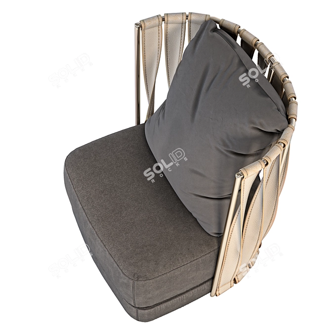Elegant Mid-Century Armchair 3D model image 2