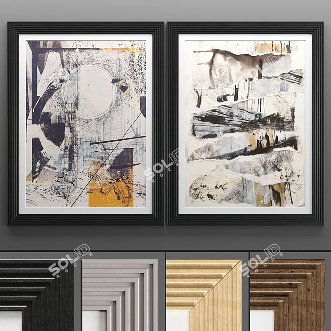 Modern Art Frame Set - 2 Frames with 4 Textures 3D model image 1