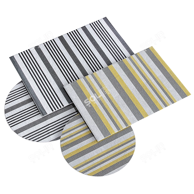 Sophisticated Gray Striped Rugs 3D model image 2