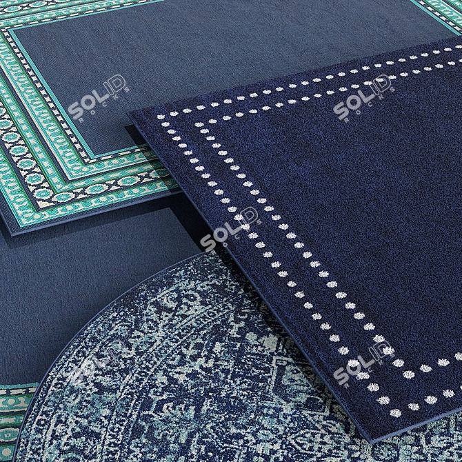 Navy Area Rugs Set for Chic Spaces 3D model image 3