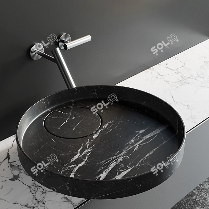 Eccentrico Vanity Set: Wood, Marble, Integrated Lighting 3D model image 2