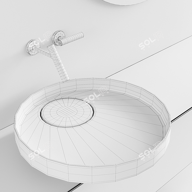 Eccentrico Vanity Set: Wood, Marble, Integrated Lighting 3D model image 5