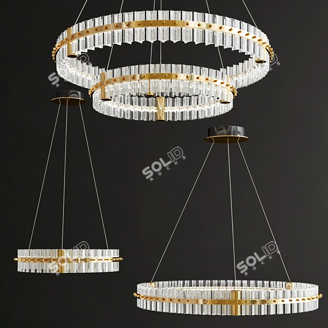 Golden Ring Novel Chandelier 3D model image 1