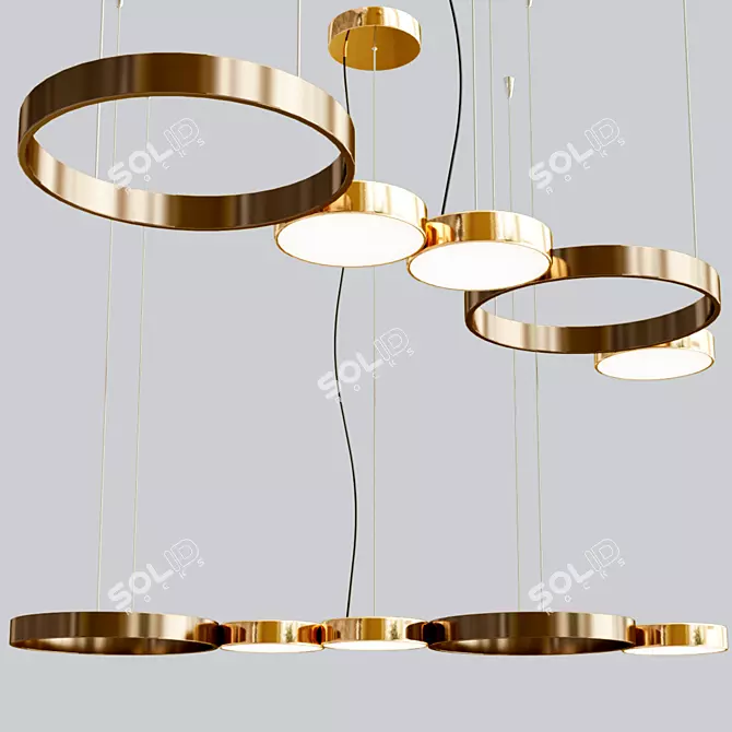 Metallic Brilliance: Mavis Triple Globe LED Pendant 3D model image 1