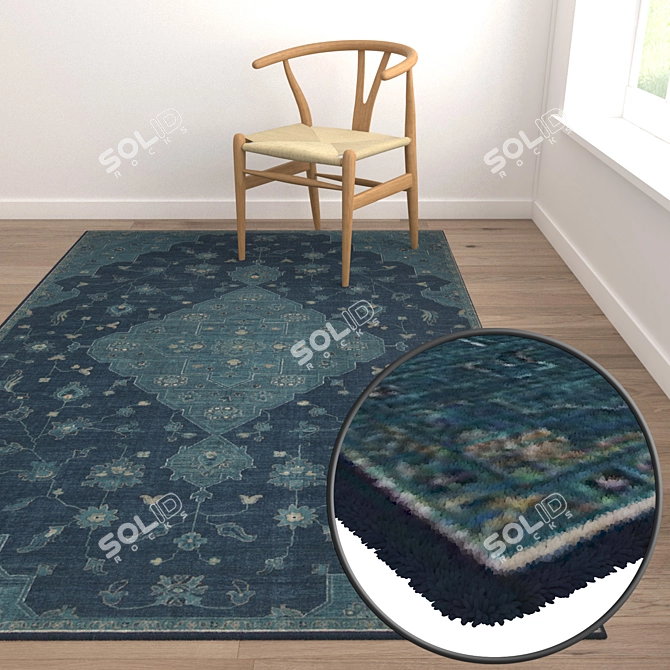 Luxurious 3-Piece Carpet Set 3D model image 5
