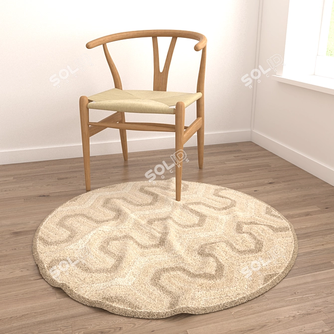 Round Carpets Set - Variety of Textures for Close and Distant Shots 3D model image 4