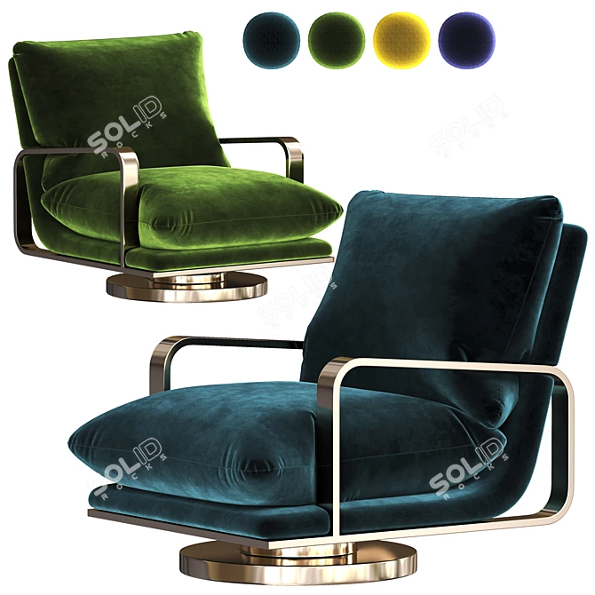 Rare Milo Baughman Swivel Lounge Chairs 3D model image 1