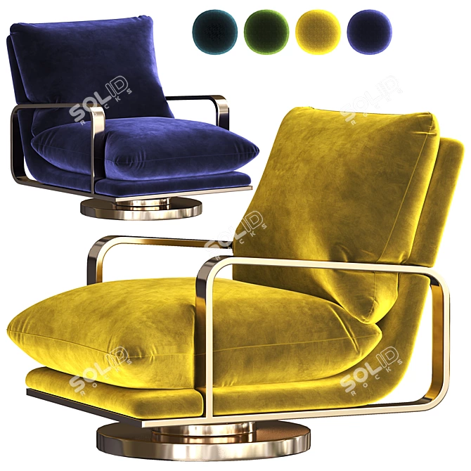 Rare Milo Baughman Swivel Lounge Chairs 3D model image 2