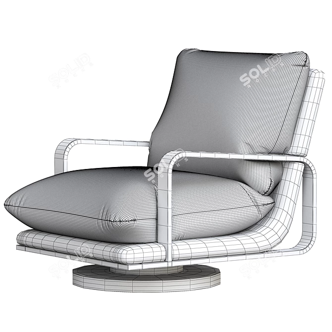 Rare Milo Baughman Swivel Lounge Chairs 3D model image 4