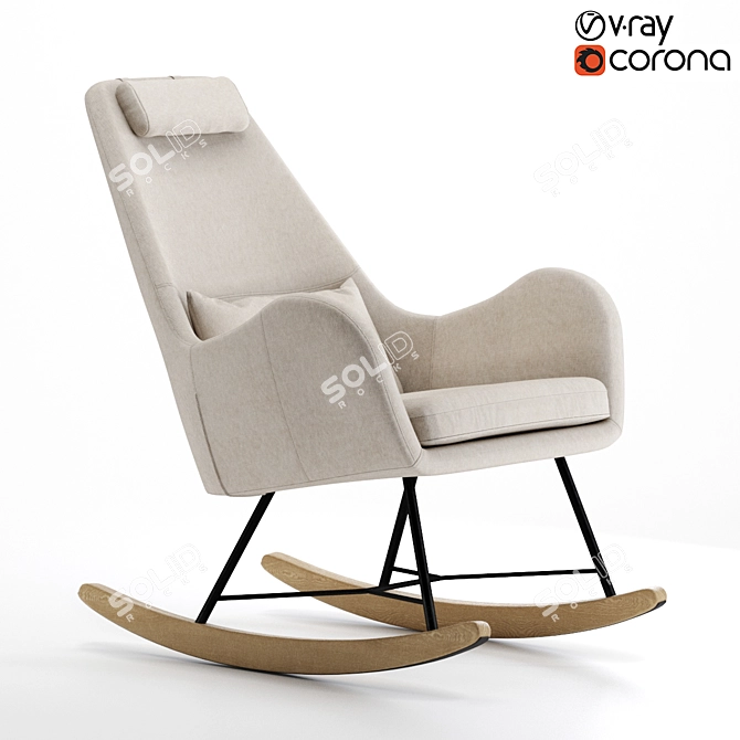 Cozy Sherst Beige Rocking Chair 3D model image 1