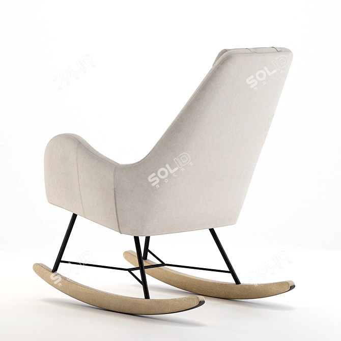 Cozy Sherst Beige Rocking Chair 3D model image 2