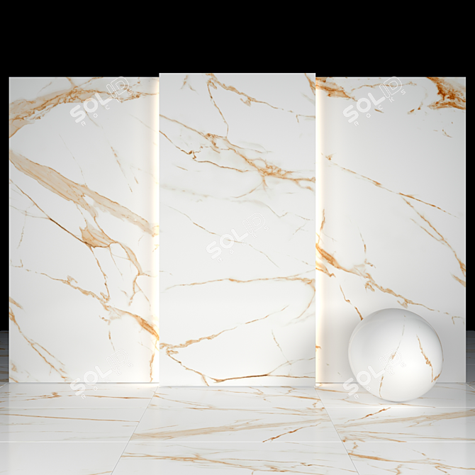 Golden Royal Marble: Luxurious Texture for Exquisite Spaces 3D model image 1