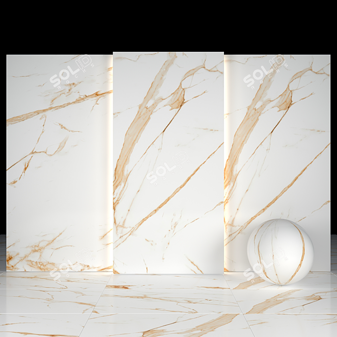 Golden Royal Marble: Luxurious Texture for Exquisite Spaces 3D model image 2