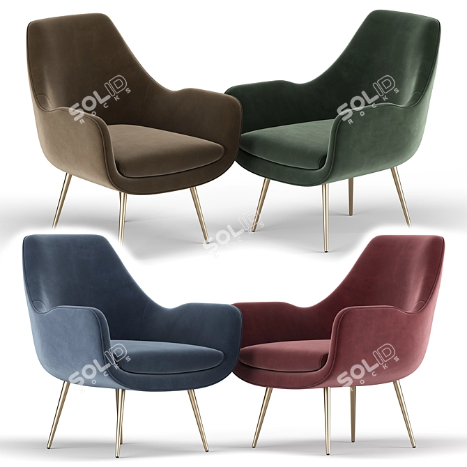 Modern Moby Accent Armchair 3D model image 2