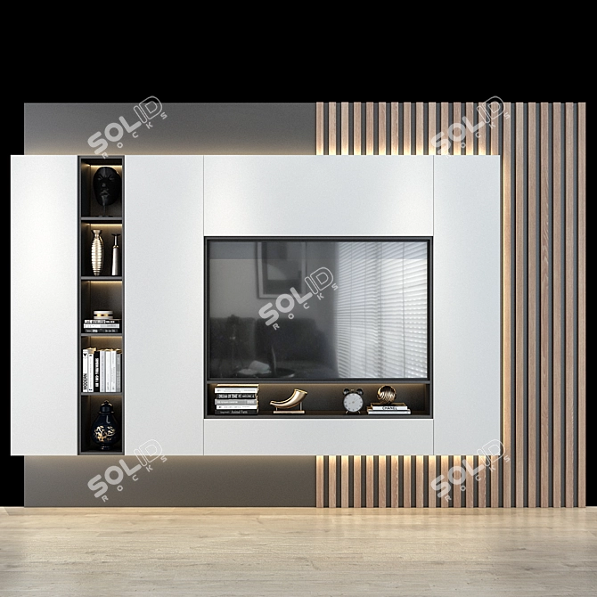 Modern TV Wall Set 3D model image 1