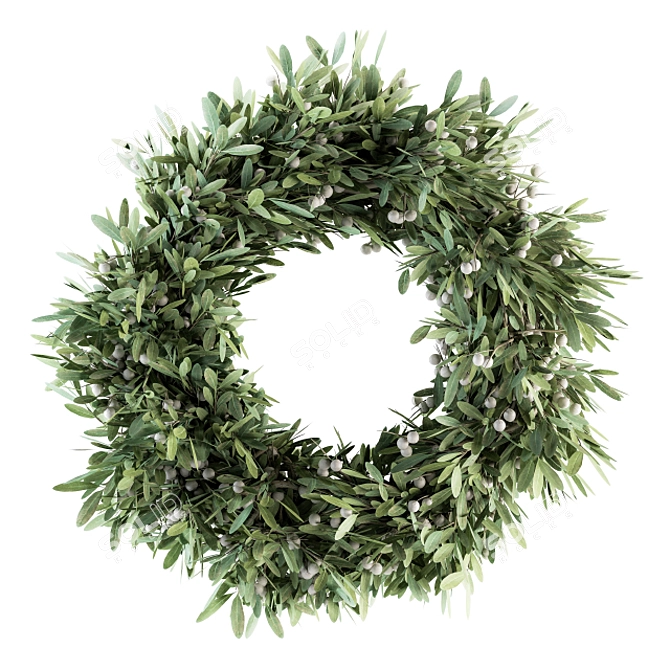 Joyful Holiday Greens: Olive Wreath 3D model image 1