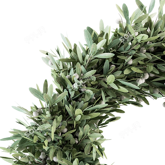 Joyful Holiday Greens: Olive Wreath 3D model image 2