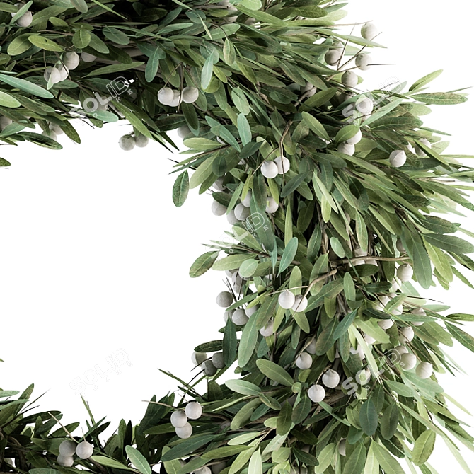 Joyful Holiday Greens: Olive Wreath 3D model image 3