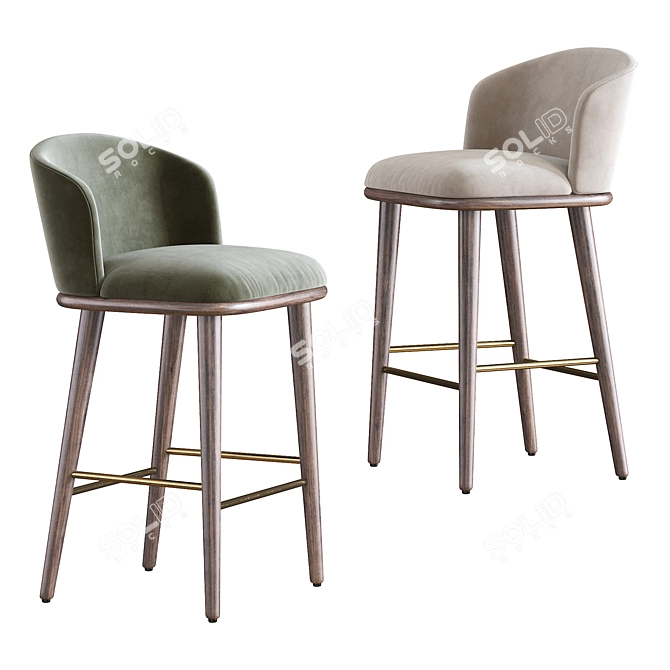 Elegant Arven Bar Stool 3D model image 1