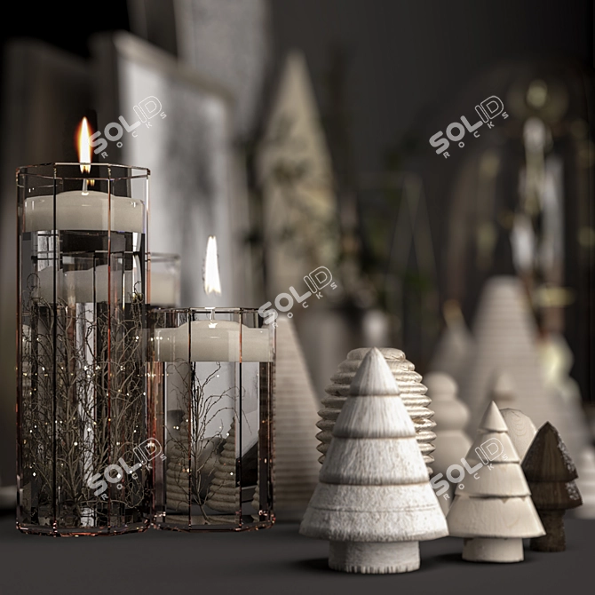 Sleek Monochrome Christmas Set 3D model image 2