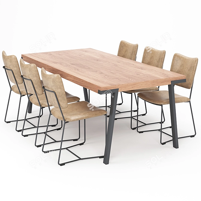 Modern Dining Table Set 3D model image 1