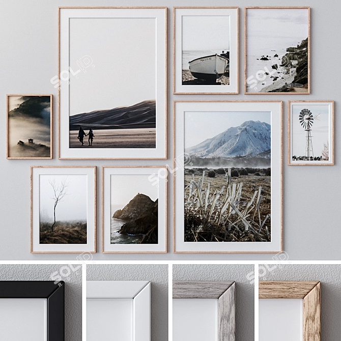 Multicolor Wood Texture Photo Frames 3D model image 1