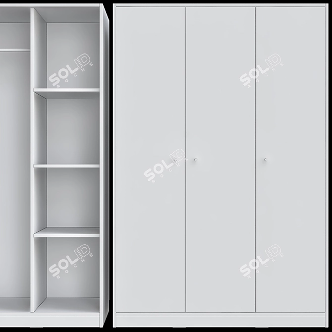 Kleppstad 3-Door Wardrobe: Sleek and Spacious 3D model image 1