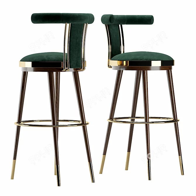 Classic Industrial Bar Stool 3D model image 1